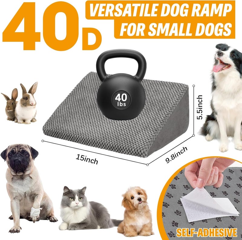 INRLKIT 40D Dog Ramp for Stairs Suits for Small Dogs Cats, Pet Steps Stairs for Staircase Stairs with Anti-Slip Bottom and Self-Sticky Pads to Fix Suitable for Dogs Cats Grey(3Pcs, Grey) - Image 2
